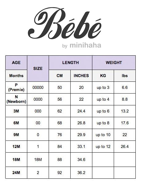 Bebe Size Chart